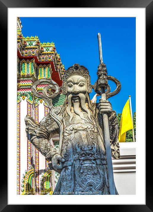 Warrior Guardian Ceramic Gate Entrance Wat Pho Temple Bangkok Th Framed Mounted Print by William Perry
