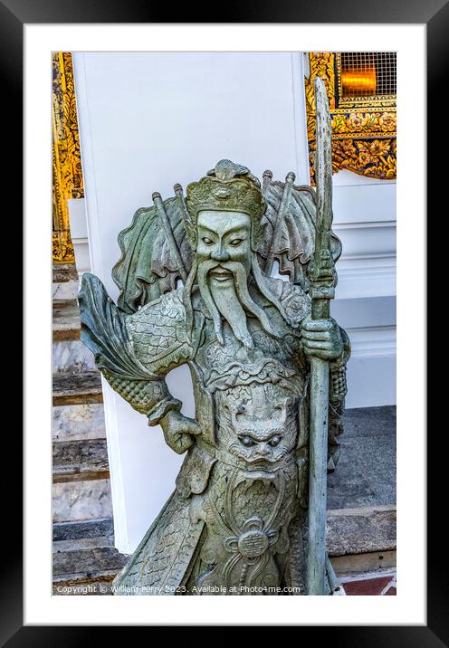 Warrior Guardian Temple Wat Pho Bangkok Thailand Framed Mounted Print by William Perry