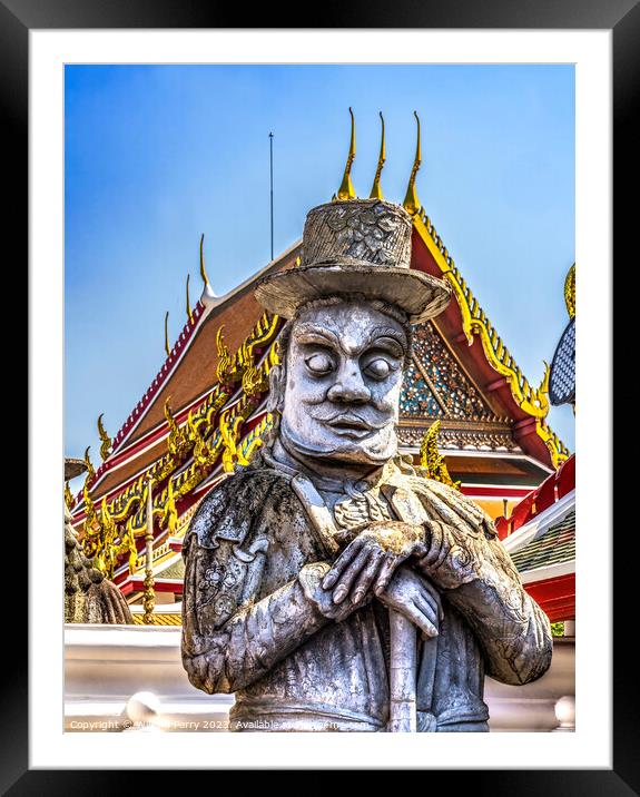 Marco Polo Guardian Wat Pho Temple Bangkok Thailand Framed Mounted Print by William Perry
