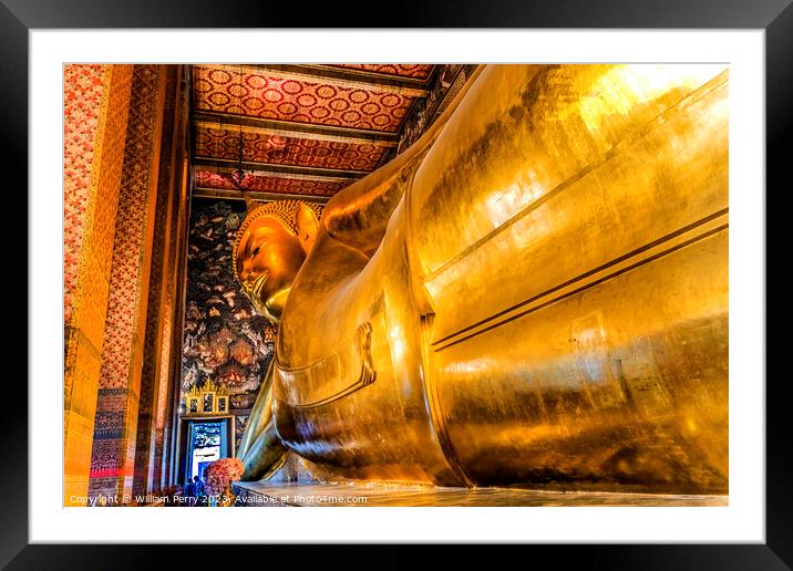  Reclining Buddha Front Wat Pho Bangkok Thailand Framed Mounted Print by William Perry