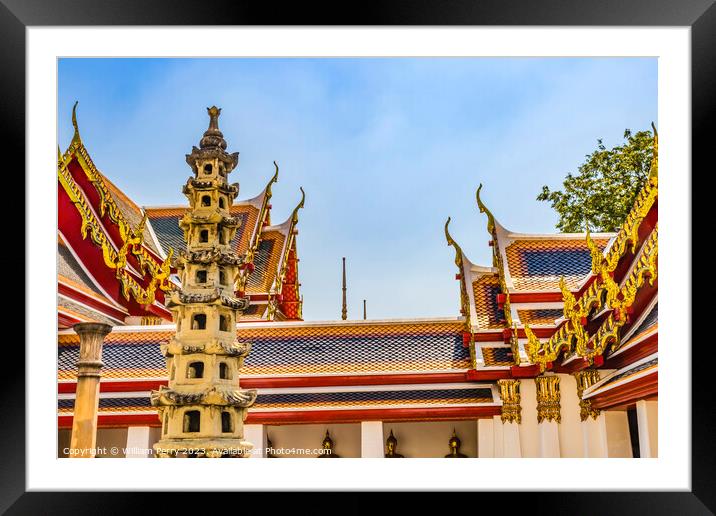 Pagoda Phra Rabiang Contains Many Buddhas Wat Pho Bangkok Thaila Framed Mounted Print by William Perry