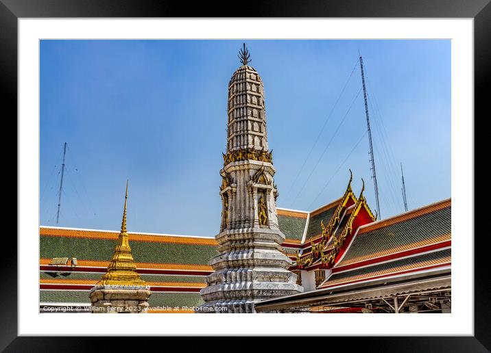Prang Tower Phra Rabiang Wat Pho Bangkok Thailand Framed Mounted Print by William Perry