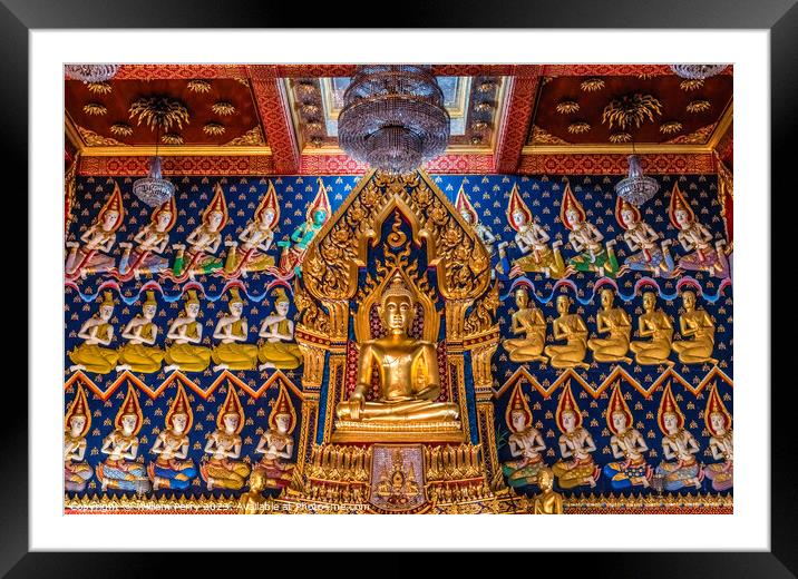 Colorful Buddha Main Hall Wat That Temple Sanarun Bangkok Thaila Framed Mounted Print by William Perry