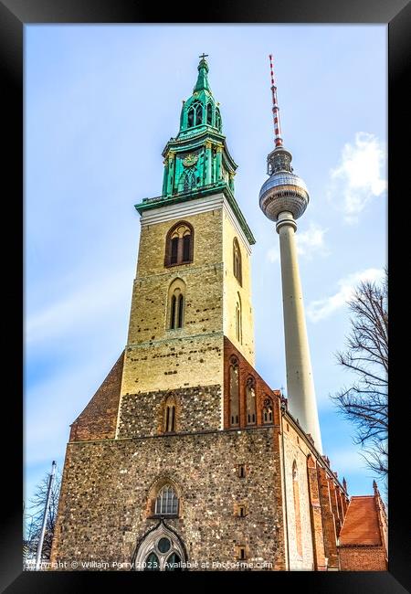 St Mary's Church TV Tower Berlin Germany Framed Print by William Perry