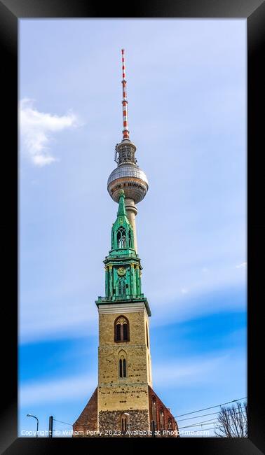 St Mary's Church TV Tower Berlin Germany Framed Print by William Perry