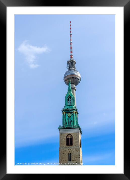 St Mary's Church TV Tower Berlin Germany Framed Mounted Print by William Perry