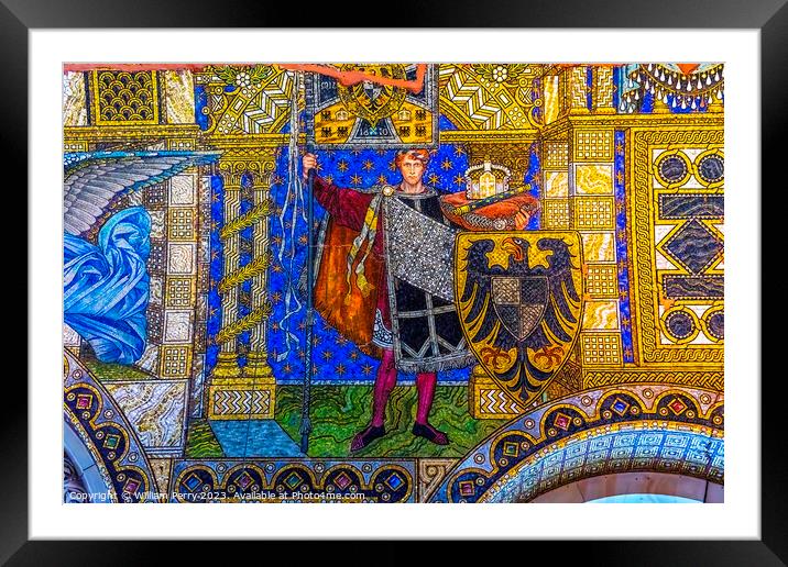 Knight Mosaic Kaiser Wilhelm Memorial Church Berlin Germany Framed Mounted Print by William Perry
