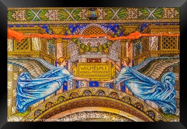 Angels Mosaic Kaiser Wilhelm Memorial Church Berlin Germany Framed Print by William Perry
