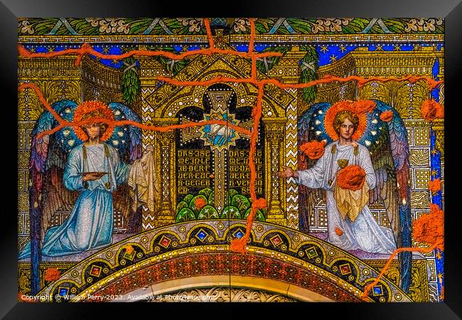 Angels Mosaic Kaiser Wilhelm Memorial Church Berlin Germany Framed Print by William Perry
