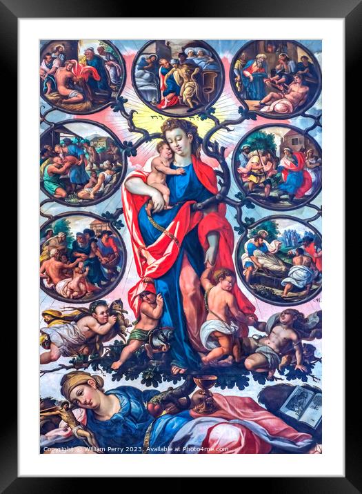Virgin Mary Almsgiving Painting St Mary's Church Gdansk Poland Framed Mounted Print by William Perry