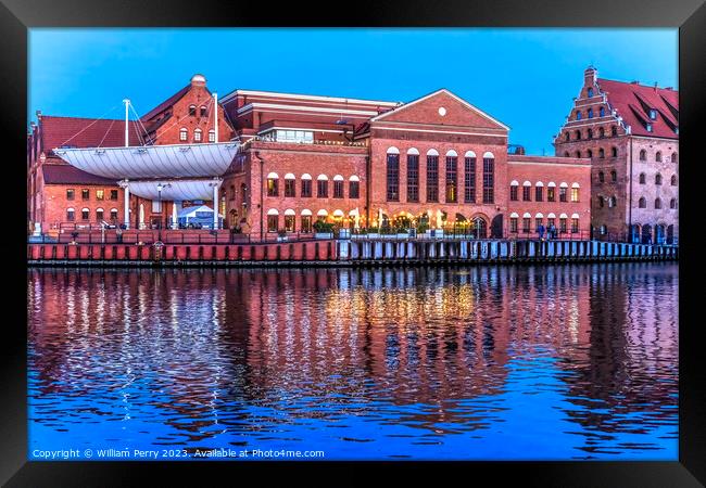 Colorful Polish Baltic Chopin Philharmonic Inner Harbor Port Gda Framed Print by William Perry