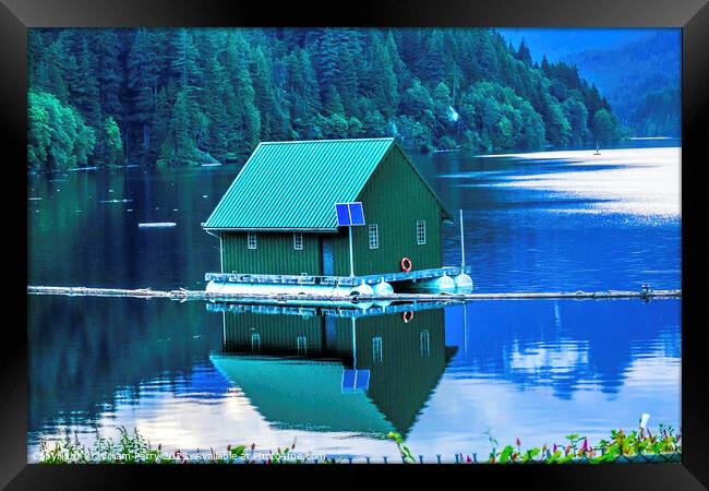 Green Building Capilano Reservoir Lake Reflection Vancouver Brit Framed Print by William Perry