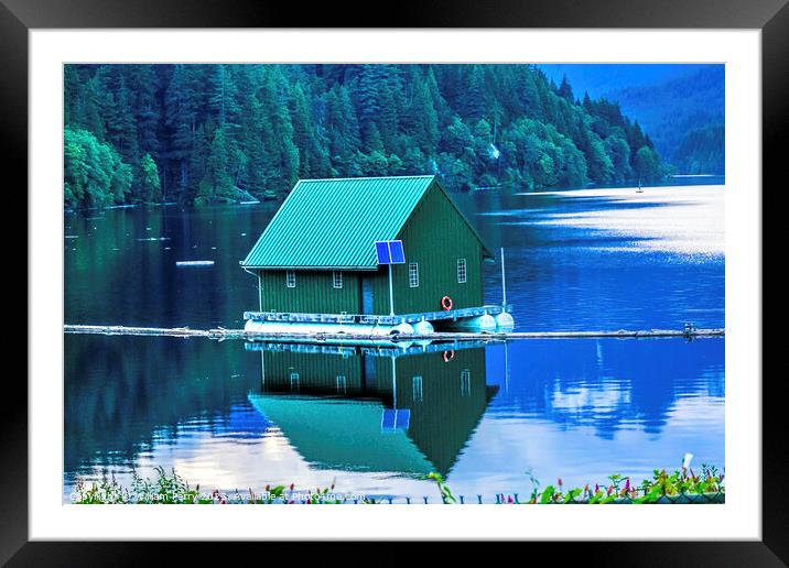 Green Building Capilano Reservoir Lake Reflection Vancouver Brit Framed Mounted Print by William Perry