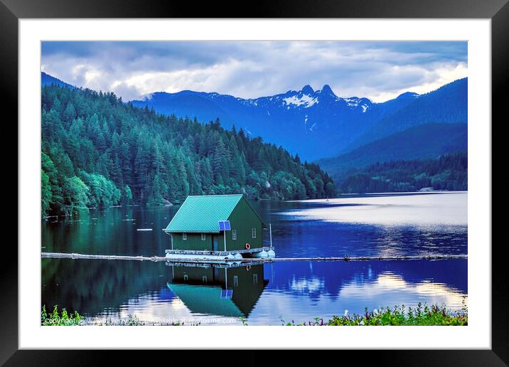 Capilano Reservoir Two Lions Mountains Vancouver BC Canada Framed Mounted Print by William Perry