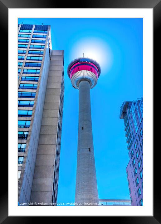 Calgary Tower Sun Alberta Canada Framed Mounted Print by William Perry