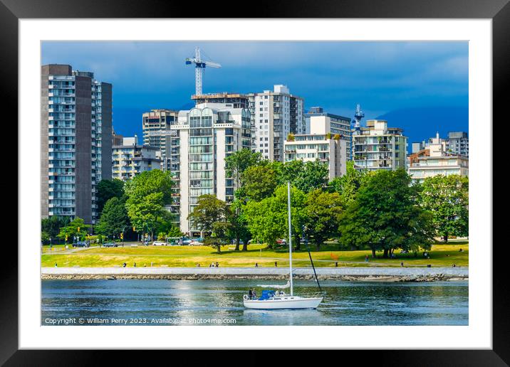 Sailboat Engish Bay Fraser River Vanier Park Vancouver British C Framed Mounted Print by William Perry
