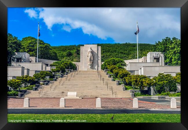 Altar of Freedom Punchbowl National Cemetery Honolulu Hawaii Framed Print by William Perry