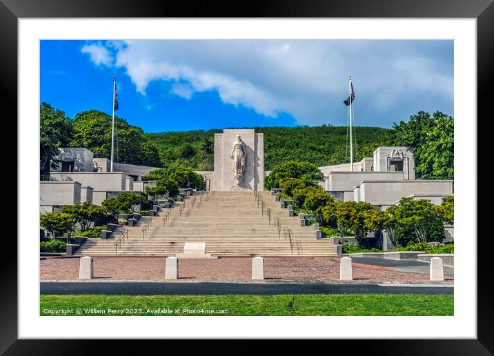 Altar of Freedom Punchbowl National Cemetery Honolulu Hawaii Framed Mounted Print by William Perry