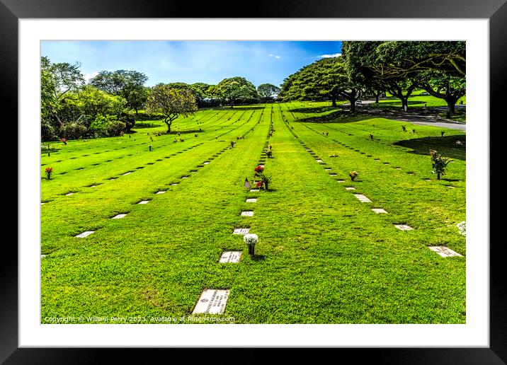 Graves Punchbowl National Cemetery Pacific Honolulu Oahu Hawaii Framed Mounted Print by William Perry