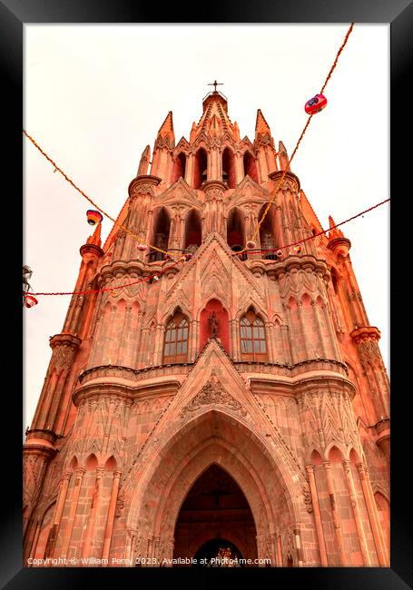 Facade Parroquia Christmas Archangel Church San Miguel Mexico Framed Print by William Perry
