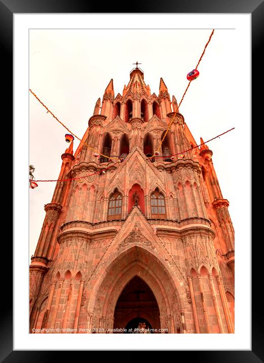 Facade Parroquia Christmas Archangel Church San Miguel Mexico Framed Mounted Print by William Perry