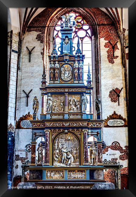 1611 Baptism Font St John's Church Cultural Center Gdansk Poland Framed Print by William Perry