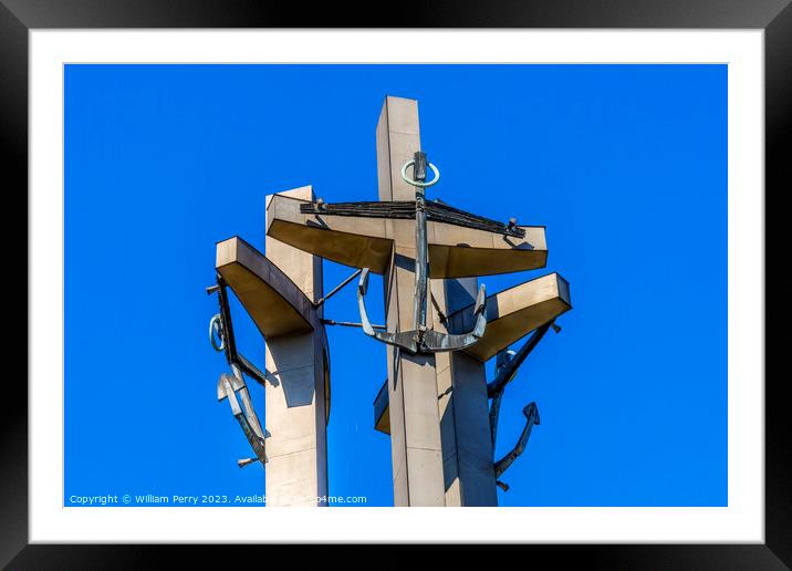 Three Crosses Monument Solidarity Square Gdansk Poland Framed Mounted Print by William Perry
