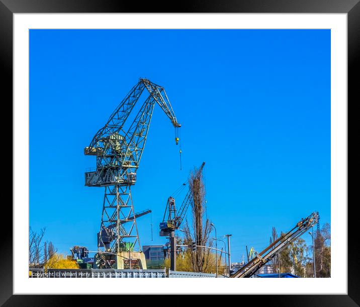 Cranes Shipyard Solidarity Square Gdansk Poland Framed Mounted Print by William Perry