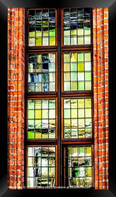 Colorful Windows Abstract Copernicus House Torun Poland Framed Print by William Perry