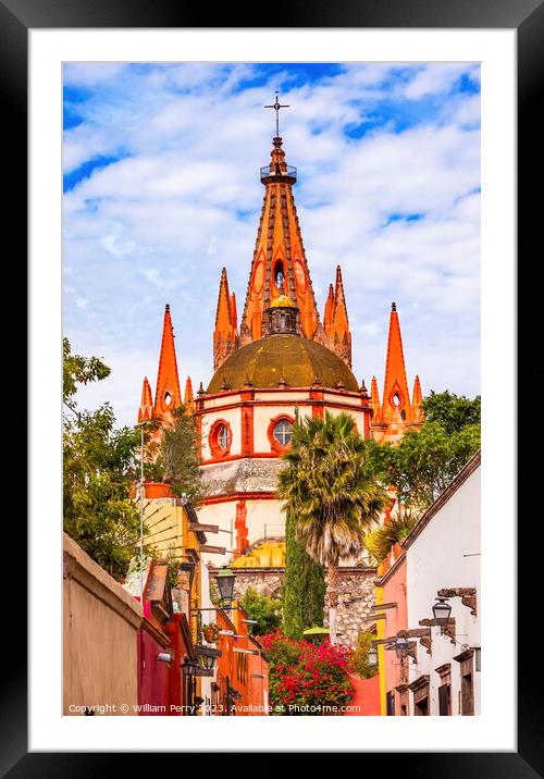 Aldama Street Parroquia Church San Miguel de Allende Mexico Framed Mounted Print by William Perry