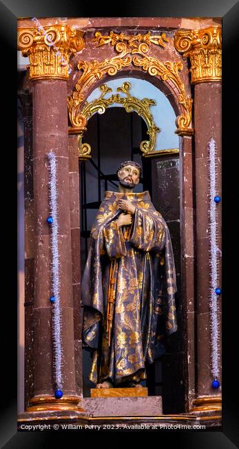 Saint Francis Statue Convent San Miguel Mexico Framed Print by William Perry
