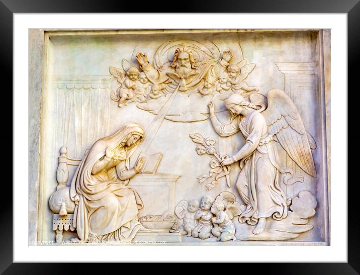 Annunciation Angel Virgin Mary Statue Conception Column Rome Framed Mounted Print by William Perry