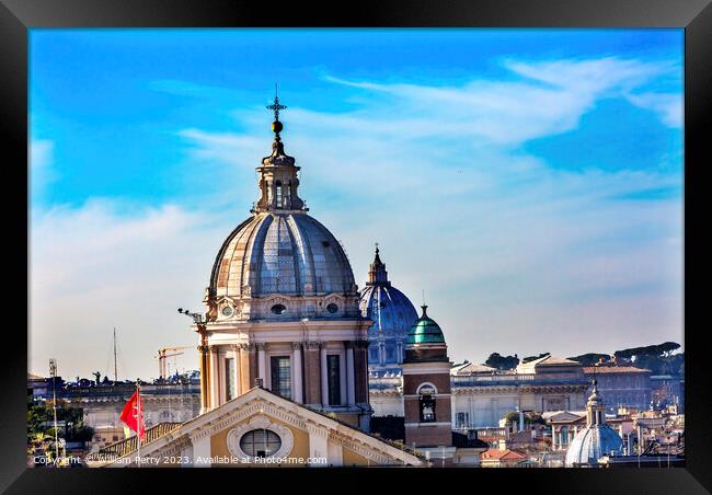 Churches Domes Vatican Rome Italy Framed Print by William Perry