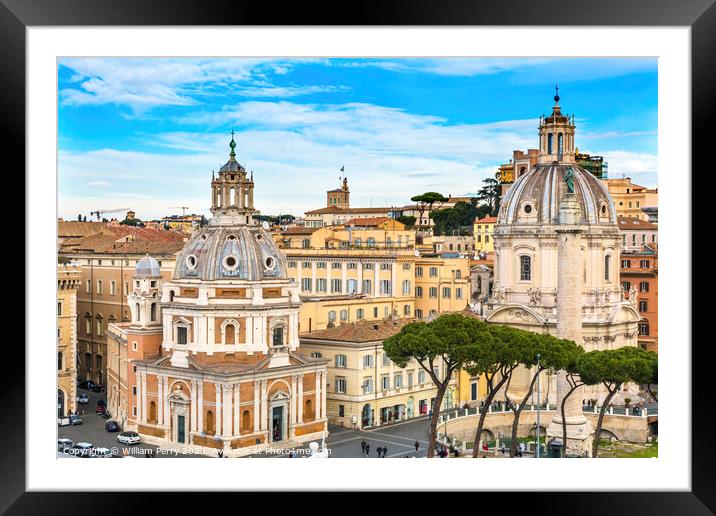 Churches Trajan Column Market Rome Italy Framed Mounted Print by William Perry