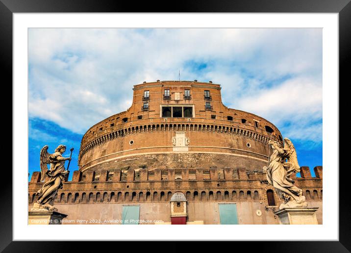 Castel Ponte Sant Angelo Vatican Castle Rome Italy Framed Mounted Print by William Perry