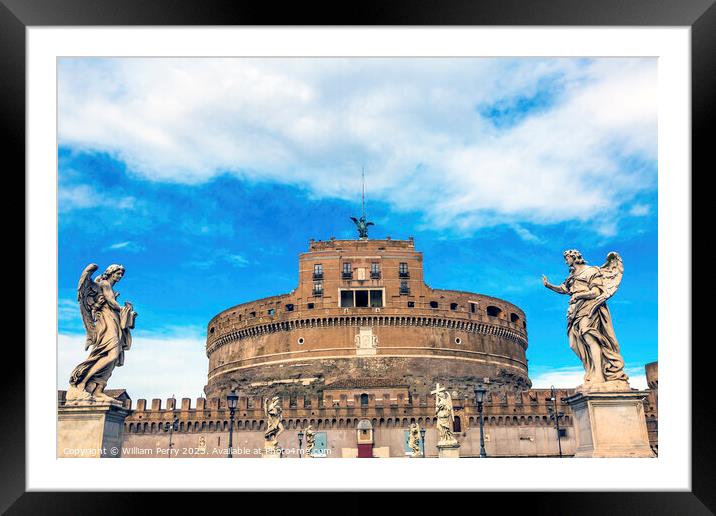 Ponte Sant Angelo Vatican Castle Rome Italy Framed Mounted Print by William Perry