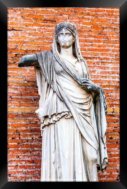 Vestal Virgin Temple Antonius Faustina Roman Forum Rome Italy  Framed Print by William Perry