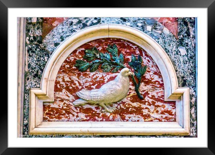 Saint Peter's Basilica Marble Dove Vatican Rome Italy Framed Mounted Print by William Perry