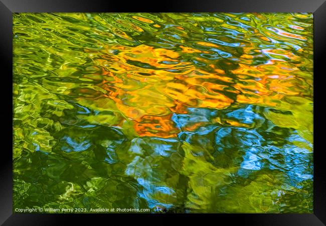 Orange Green Blue Water Reflection Abstract Habikino Osaka Japan Framed Print by William Perry