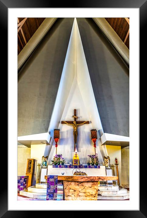 Altar St Augustine By the Sea Catholic Church Honolulu Hawaii Framed Mounted Print by William Perry