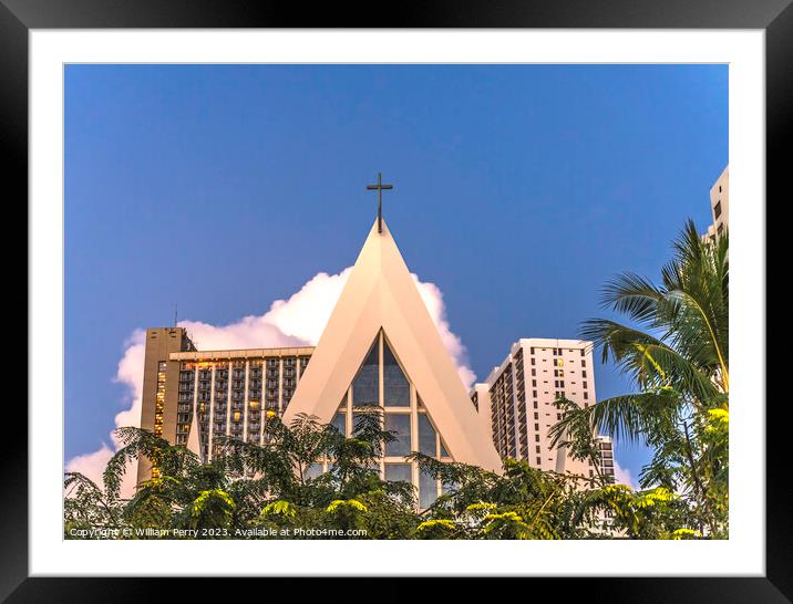 St Augustine By the Sea Catholic Church Honolulu Hawaii Framed Mounted Print by William Perry