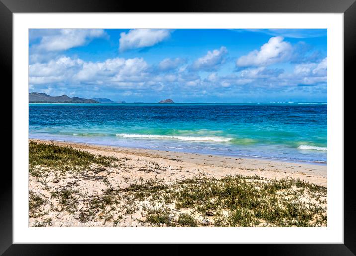 Colorful Kailua Beach Park Shore Windward Oahu Hawaii Framed Mounted Print by William Perry