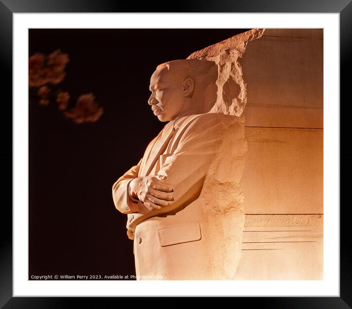 Martin Luther King Memorial Cherry Blossoms Evening Washington D Framed Mounted Print by William Perry