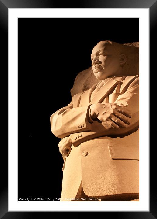 Martin Luther King Memorial Stars and Venus in Background Night  Framed Mounted Print by William Perry