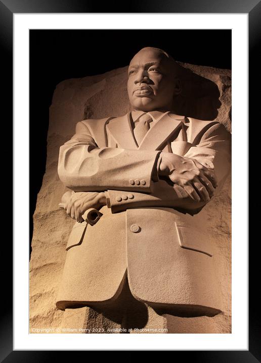 Martin Luther King Memorial Night Washington DC Framed Mounted Print by William Perry
