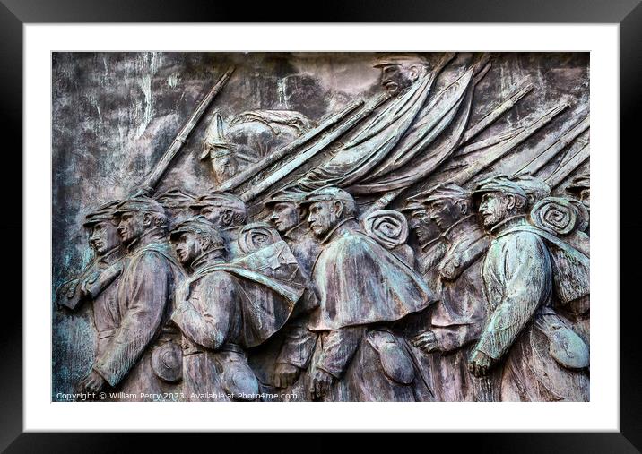 Union Soldiers Charging US Grant Statue Memorial Capitol Hill Wa Framed Mounted Print by William Perry