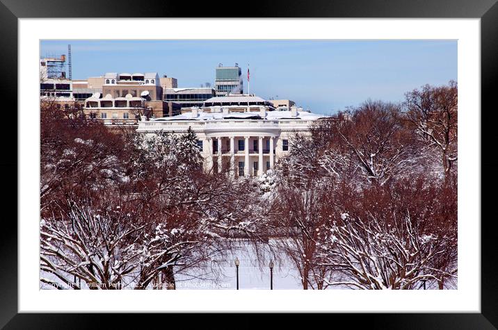 White House After the Snow Constitution Avenue Washington DC Framed Mounted Print by William Perry