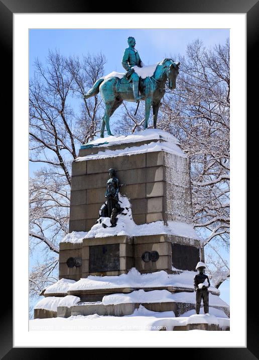 General Sherman Statue Pennsylvania Ave Snow Washington DC Framed Mounted Print by William Perry