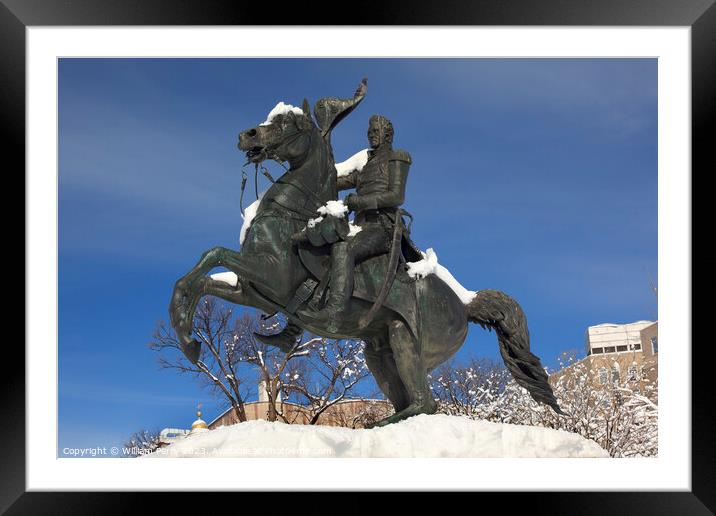 Jackson Statue Lafayette Park After Snow Pennsylvania Ave Washin Framed Mounted Print by William Perry