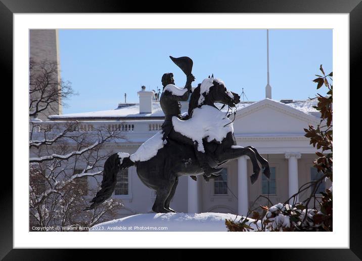 Jackson Statue Lafayette Park Monument White House After Snow Wa Framed Mounted Print by William Perry